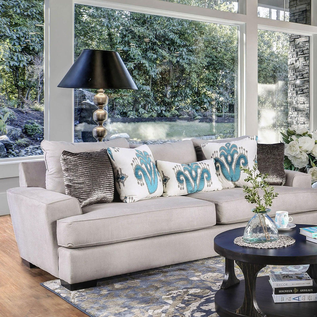 Gray & Silver Chenille Sofa and Loveseat F576211