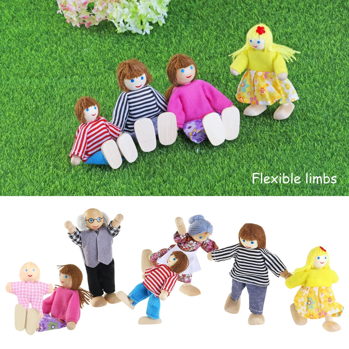 Wooden Dolls Playset Set of 7 People F220