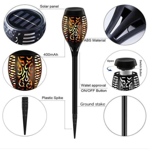 4 Pack Solar Torch Light with Flickering Flame, Waterproof Solar Garden Lights A1759