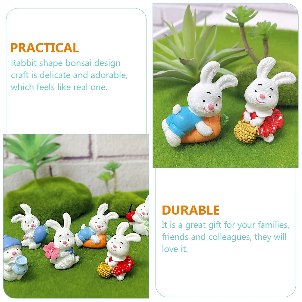 12 Pcs Resin Rabbit Ornament Mini Dollhouse Accessories M800298