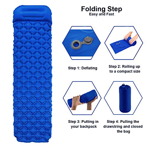 Inflatable Camping Sleeping Pad with Pillow X685770