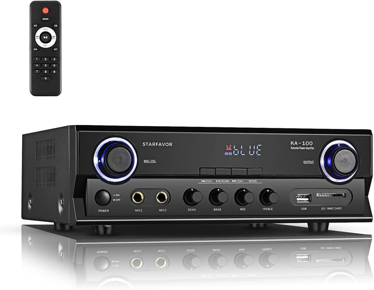 2 Channel 220W Stereo Receiver Amplifier with FM, USB SD Card, LED Display, Pack of 2 D90269