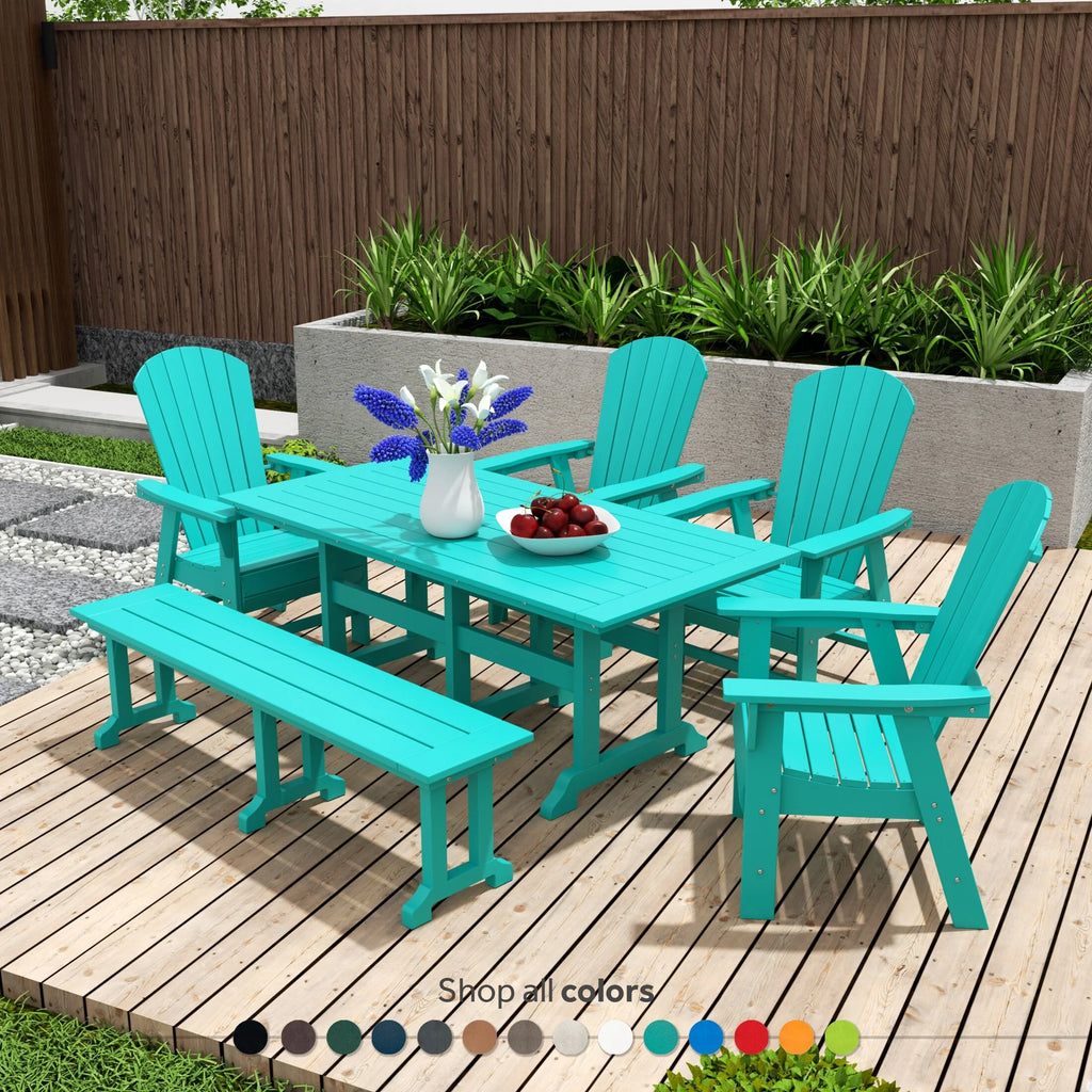 6-Piece All Weather Outdoor Dining Set with Bench B153