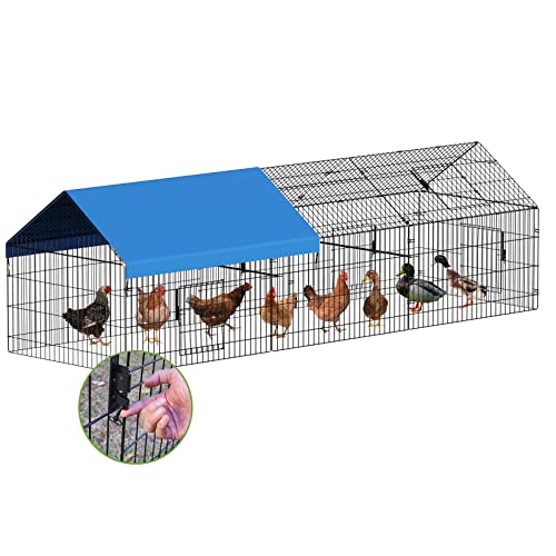 Metal Chicken Coop 130"×40"×39" with Cover F15778