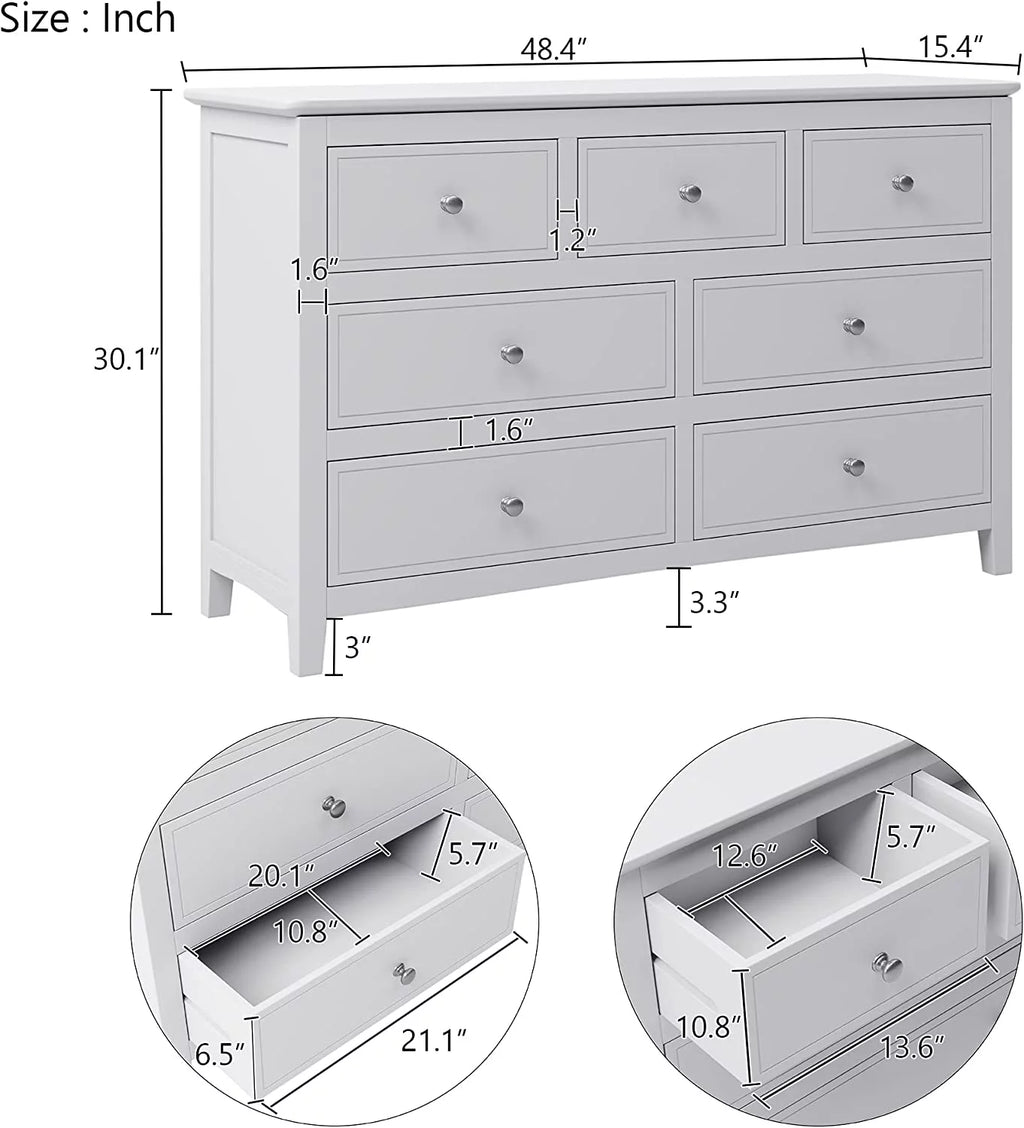 White 3 Piece Wood Bedroom Furniture Set with Full Size Bed B382
