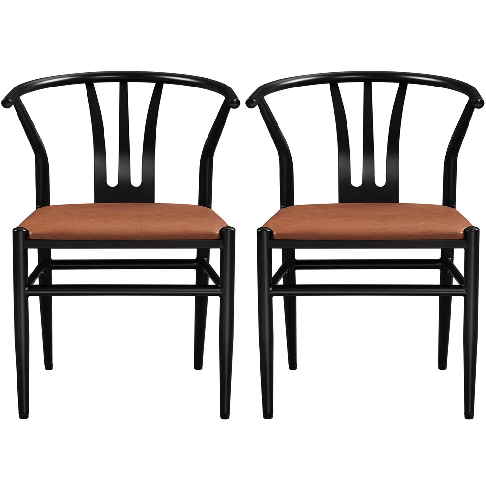 Set of 2 Brown PU Leather Dining Chair V22476