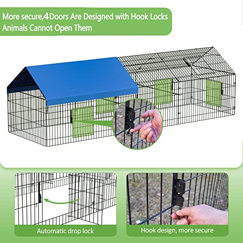 Metal Chicken Coop 130"×40"×39" with Cover F15778