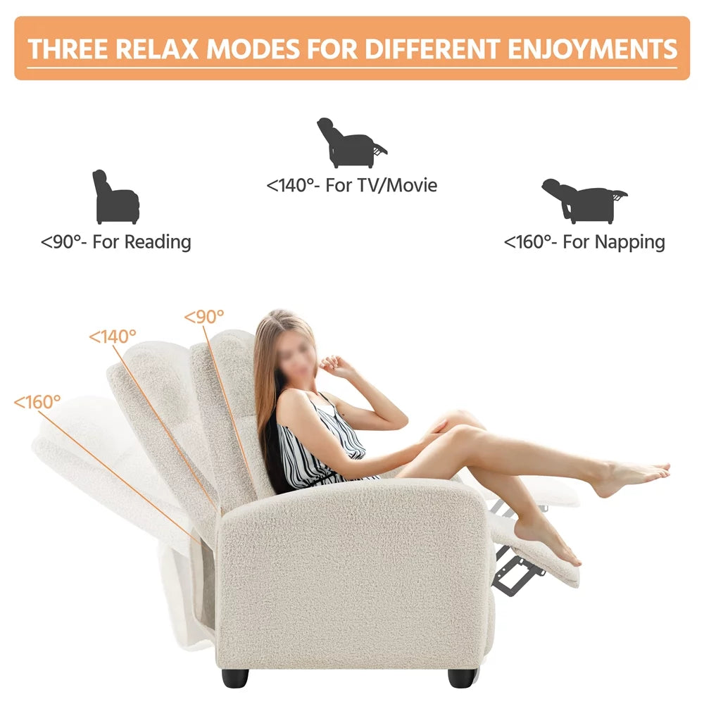Adjustable Upholstered Boucle Recliner Chair Q1592