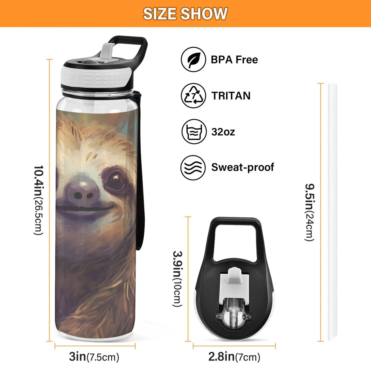 32oz Tritan Leakproof Clear Water Bottle with Straw U266852