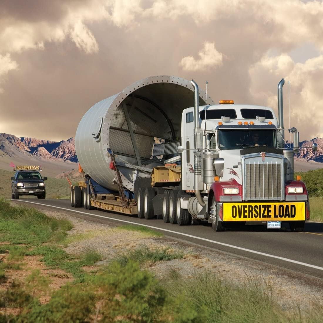 Oversize Load Banner with Stretch Cords and Metal Hooks 2 Pack 18 x 84 Inch V49978