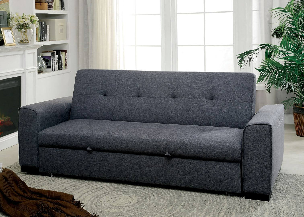 Gray Convertible Expandable Futon Sofa Y3385