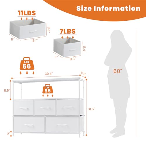 5 Fabric Drawer Dresser TV Stand with Open Shelf G64350