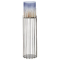 Multi Colored Glass Hurricane Candle Holder on Metal Stand K395972