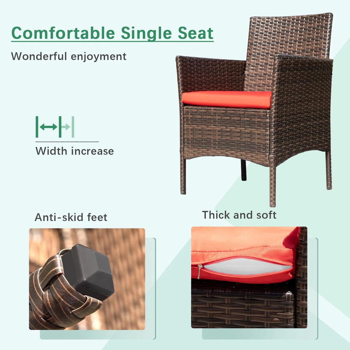 4 Pieces PE Rattan Wicker Patio Conversation Set D46065