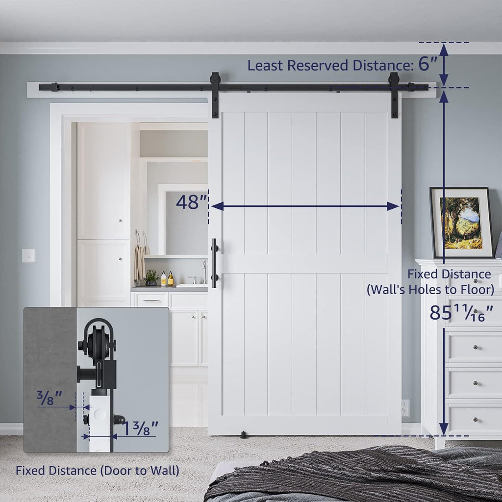 White MDF Sliding Barn Door with Hardware Kit Q366523