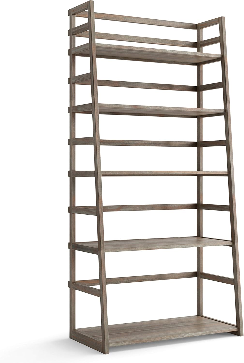 Black 5 Shelf Solid Wood Ladder Shelf Bookcase Q912245