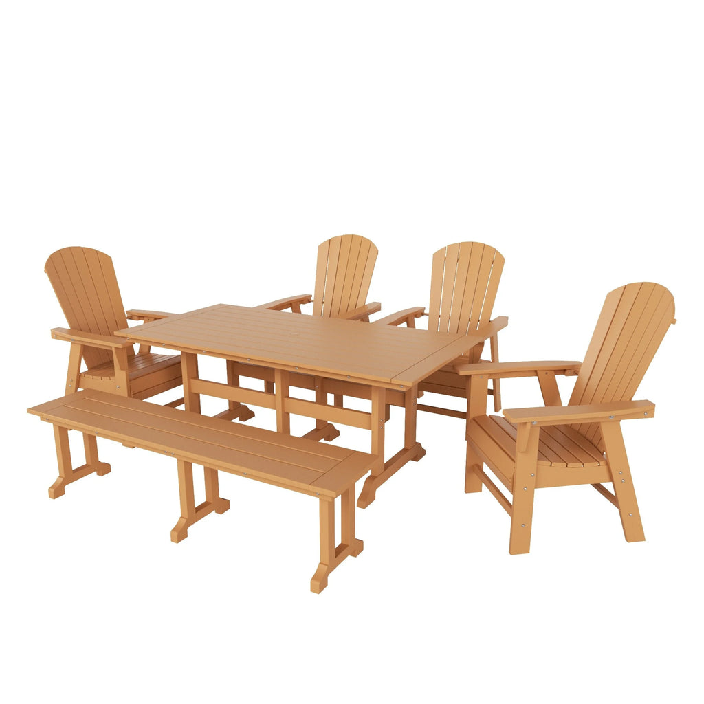 6-Piece All Weather Outdoor Dining Set with Bench B153