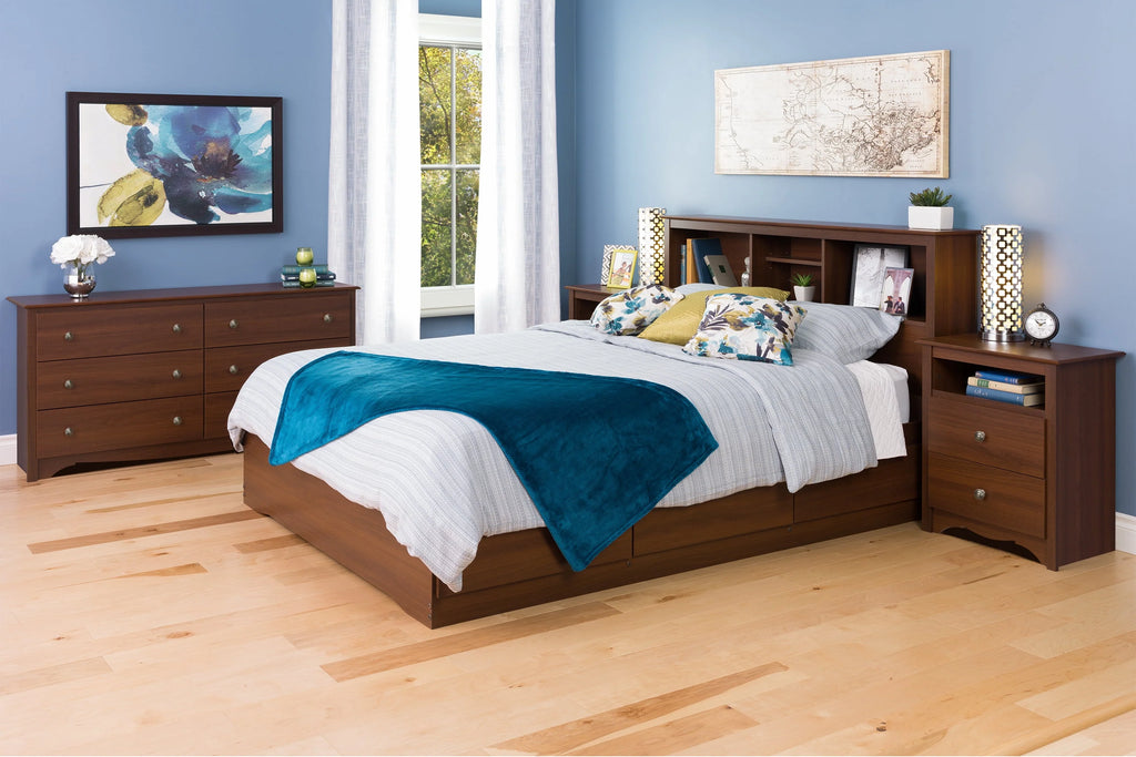 White Full/Queen Bookcase Headboard C668