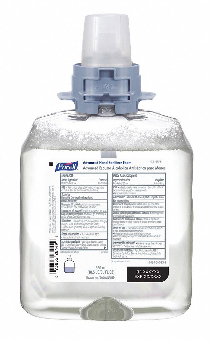 Foam Hand Sanitizer Cartridge, 550Ml, Pk4 V553835