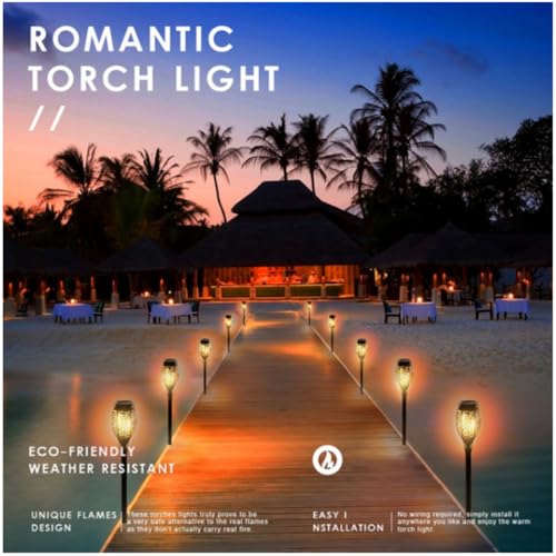 4 Pack Solar Torch Light with Flickering Flame, Waterproof Solar Garden Lights A1759
