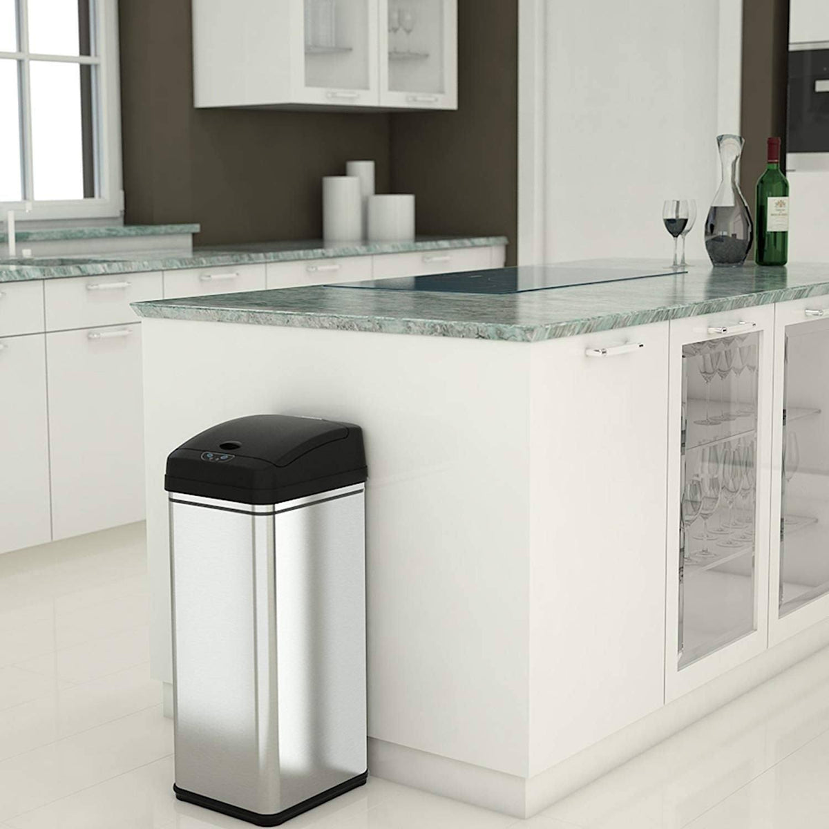 13 Gallon Stainless Steel Sensor Trash Can B993