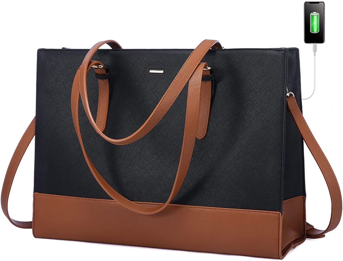 Leather Waterproof Laptop Tote Bag for 15.6 inch Computer Q473