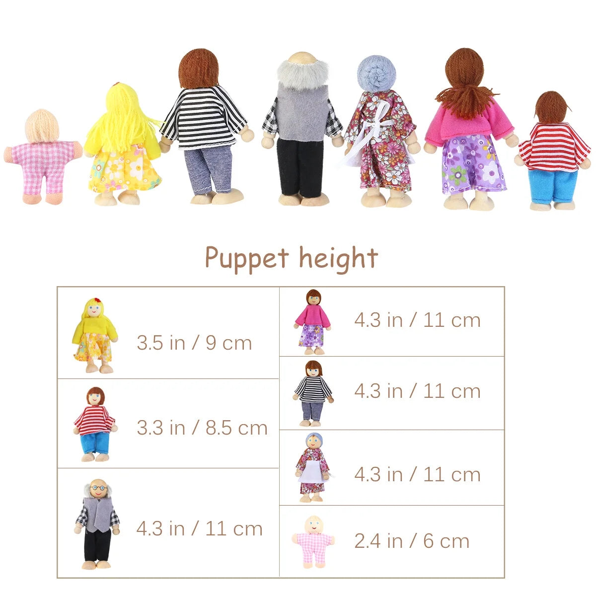 Wooden Dolls Playset Set of 7 People F220