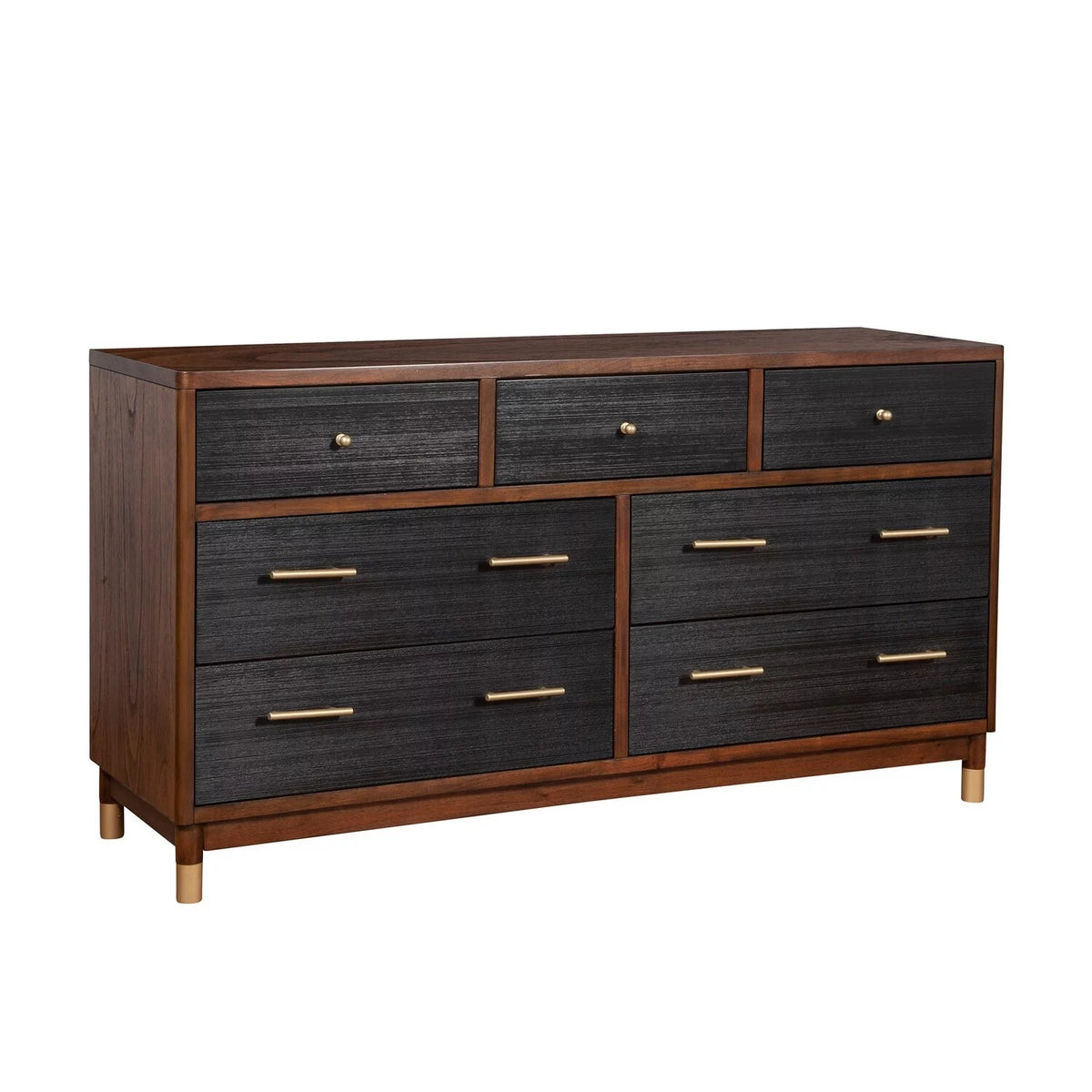 Brown and Black 7 Drawer Dresser H972