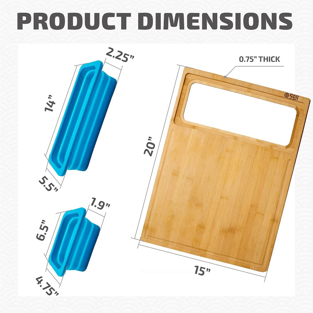 Bamboo Cutting Board With Containers Set Of 9 Over The Sink Chopping Board With Collapsible Strainers L714841