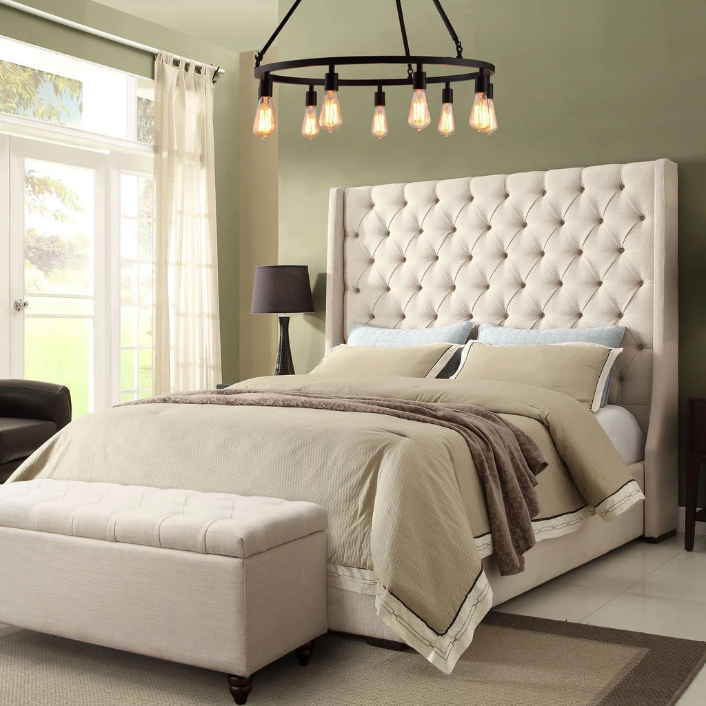 Tufted Bed with Vintage Wing N3303