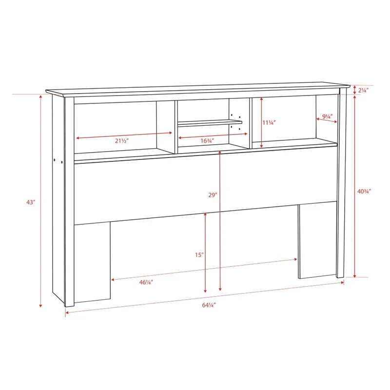 White Full/Queen Bookcase Headboard C668