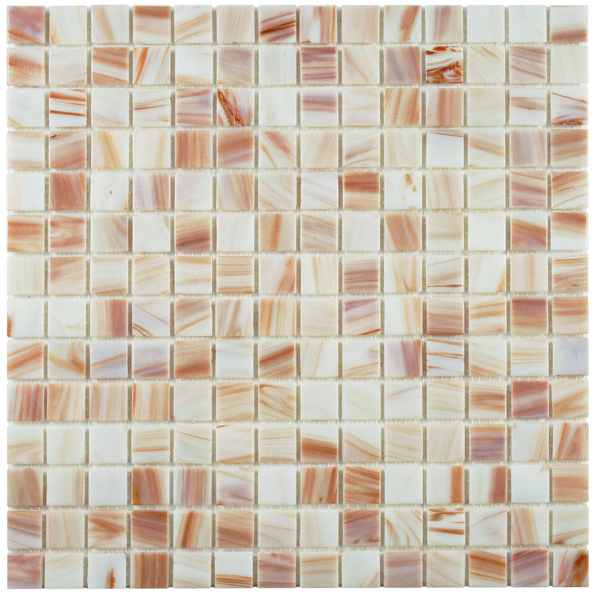 Fused Glass Mosaic Wall Tile, 12 inch x 12 inch, Brown/Tan/White/Copper Z54079