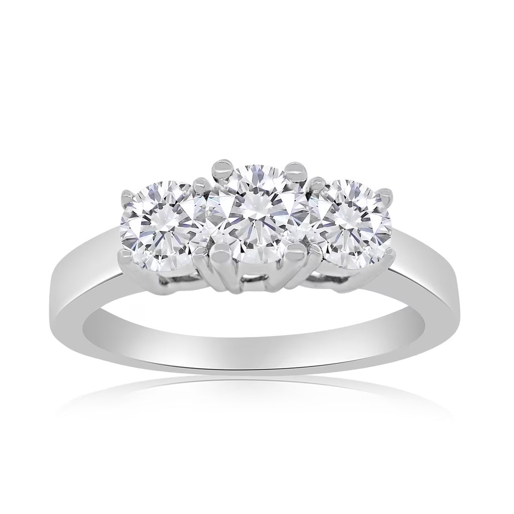 10k White Gold Three Stone Diamond Ring R9468