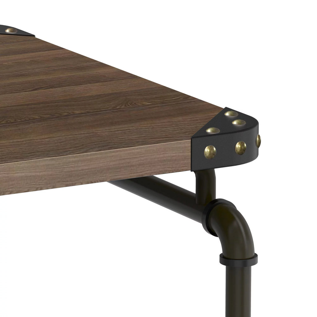 Industrial Metal Writing Desk with Wooden Top A447561