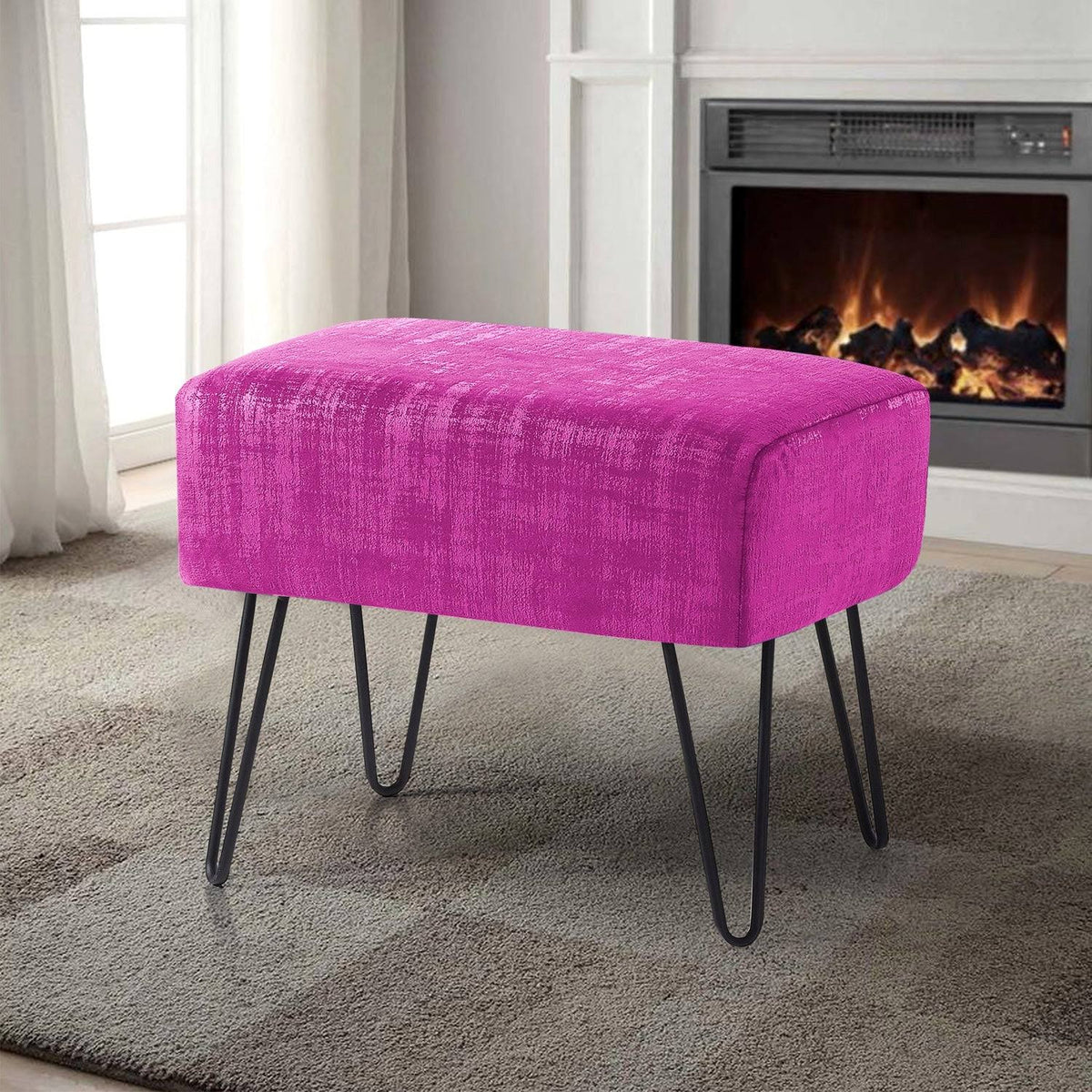 Textured Velvet Ottoman X225728