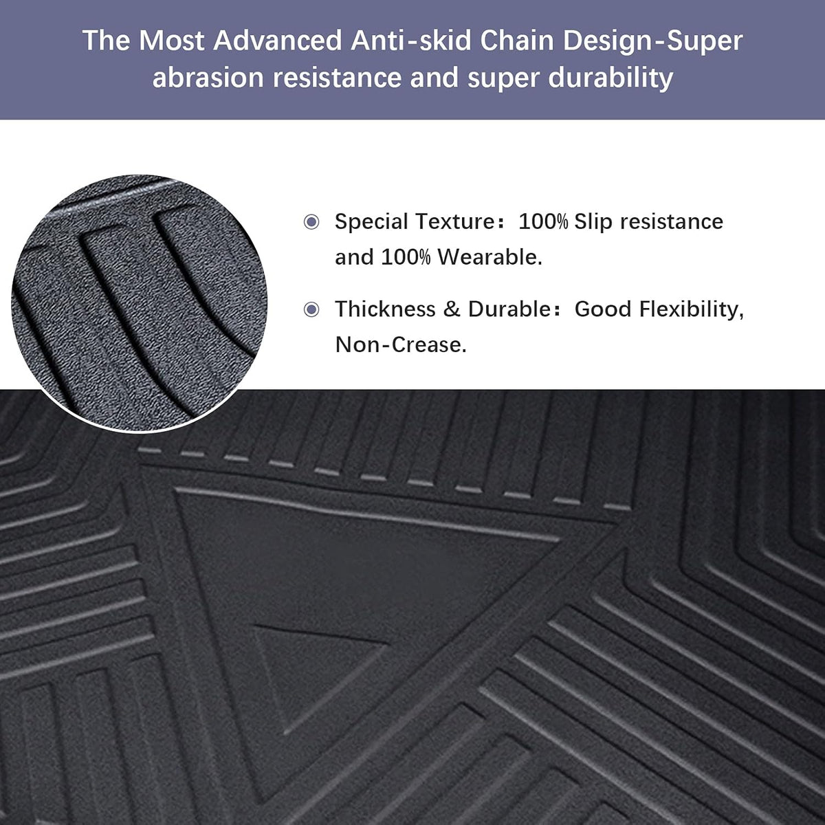 Black TPO Waterproof Rear Cargo Tray Trunk Floor Mat I69415