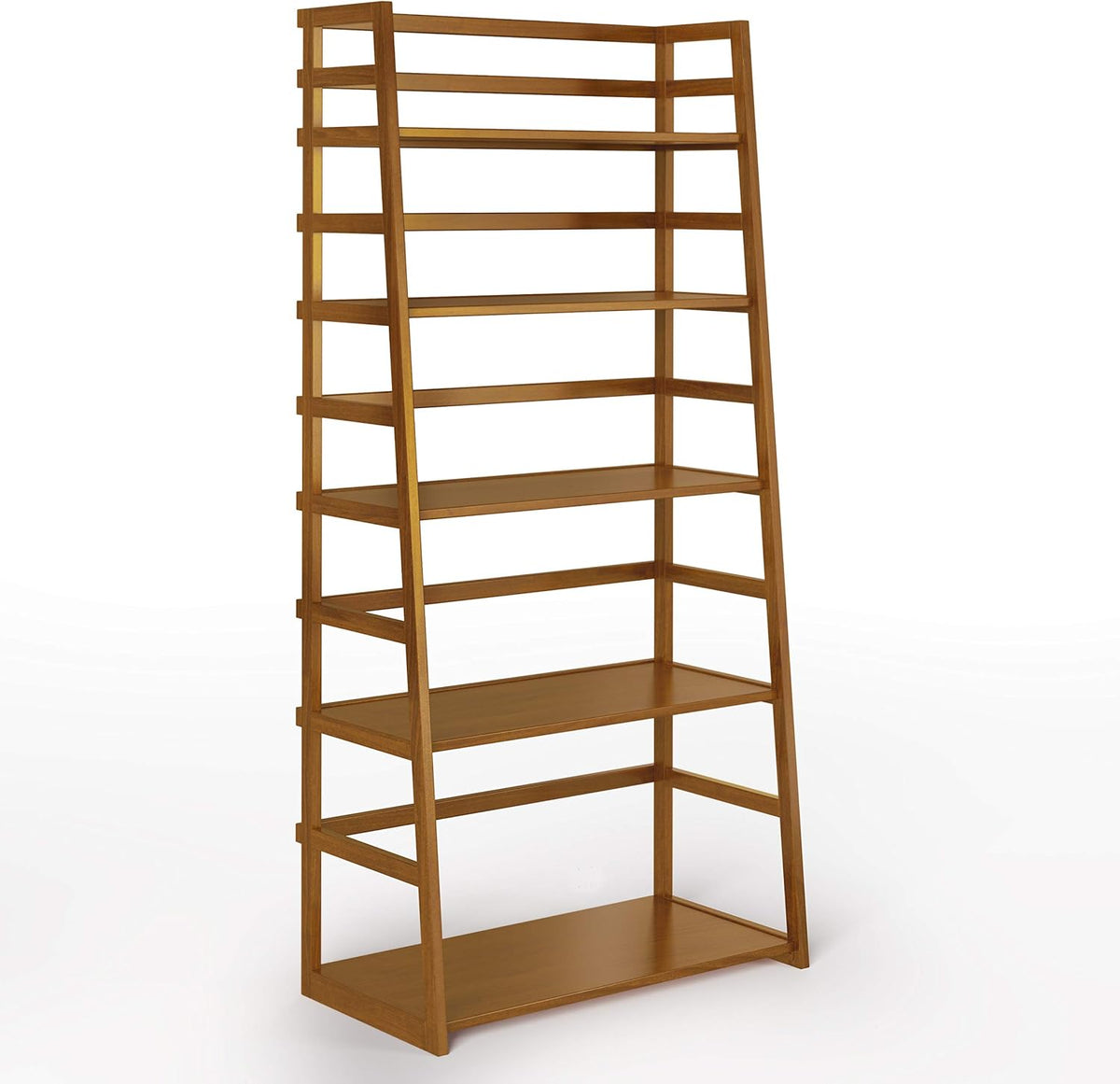 Black 5 Shelf Solid Wood Ladder Shelf Bookcase Q912245