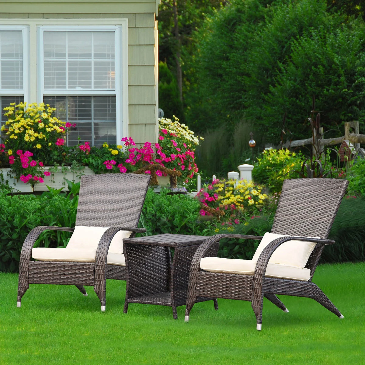 Brown Rattan Wicker Outdoor Side Table with Storage K334