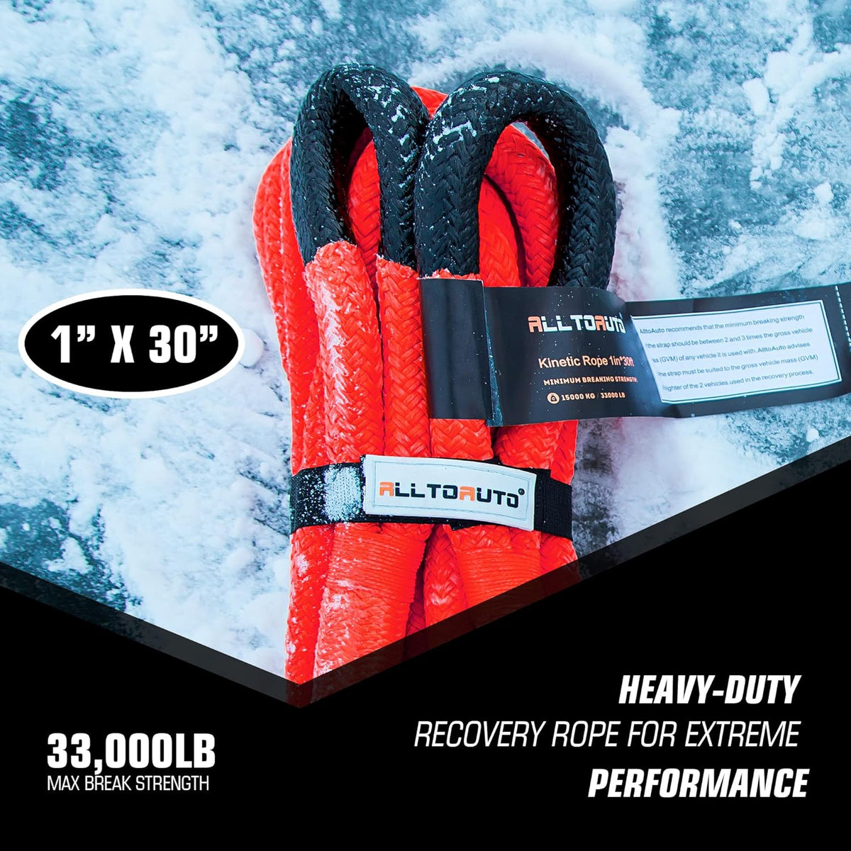 Red Kinetic Recovery & Tow Rope with 2 Soft Shackles Offroad Recovery Kit A4723