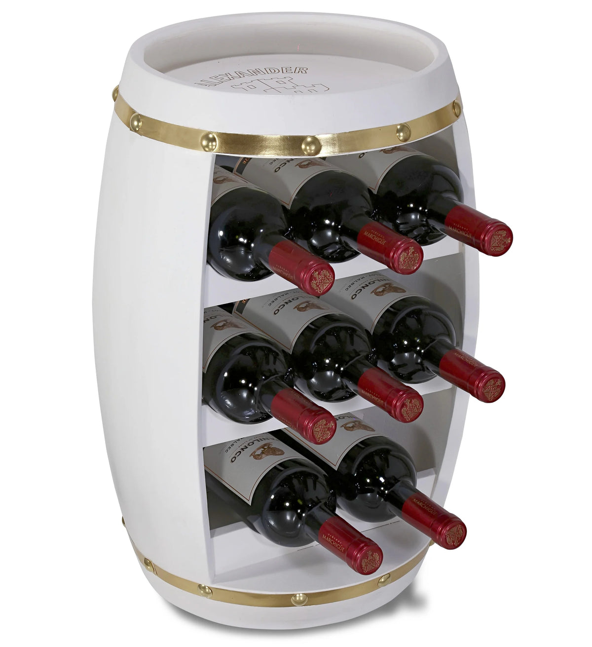 White and Gold Wooden Wine Rack for 8 Bottles A930306