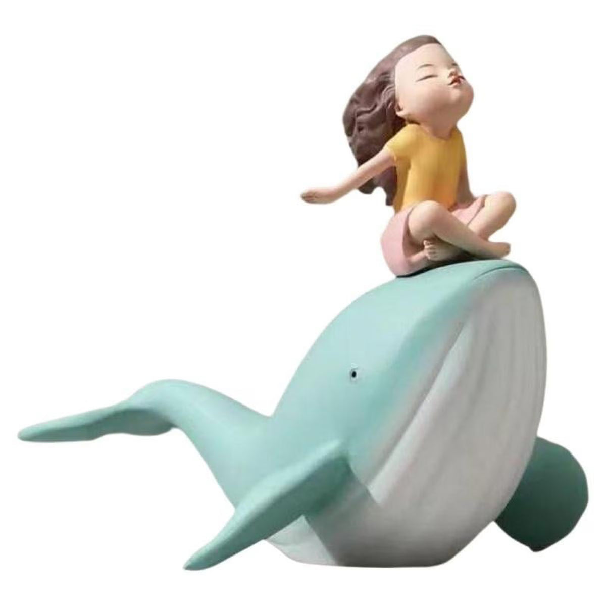 Nordic Girl and Whale Figurine Statue Sculpture H82543