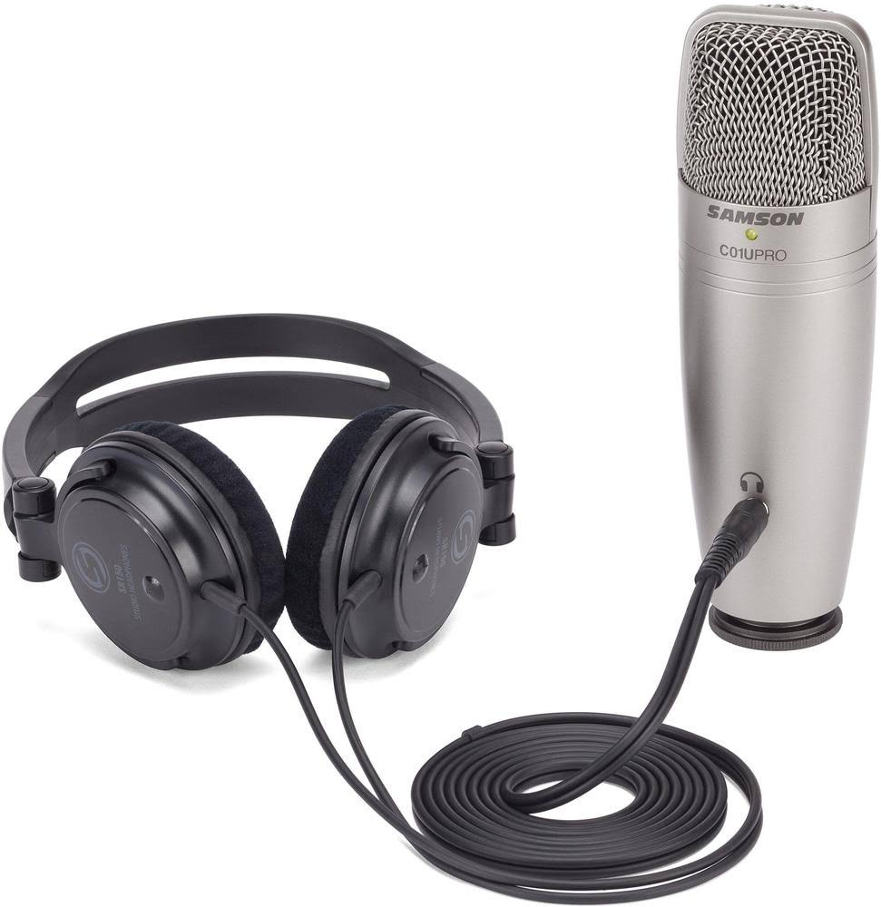Silver USB Studio Microphone with Headphones and Software G7596