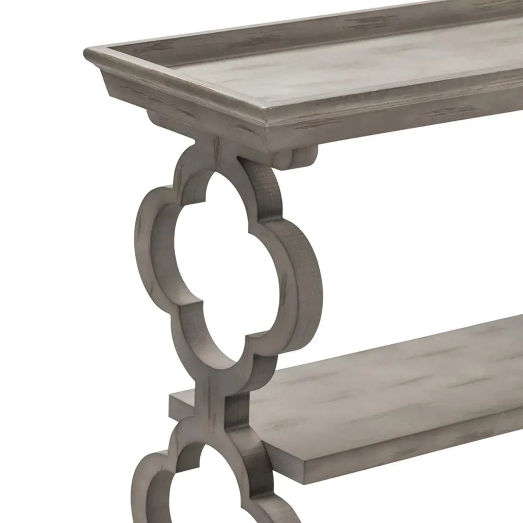 Grey Quatrefoil Console Table Z35003