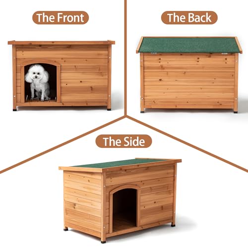Outdoor Wooden Dog House with Wooden Floor (34" W x 25" D x 23" H) R5982