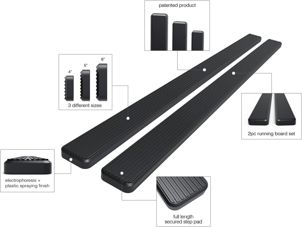 5in Black Running Boards J151