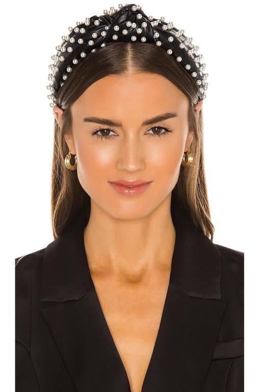 Faux Leather Pearl Knotted Headband O629
