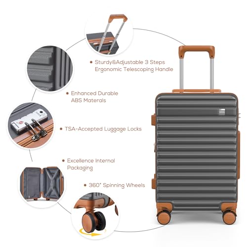 20 Inch Expandable Hard Shell Spinner Luggage with TSA Lock, Black P7649