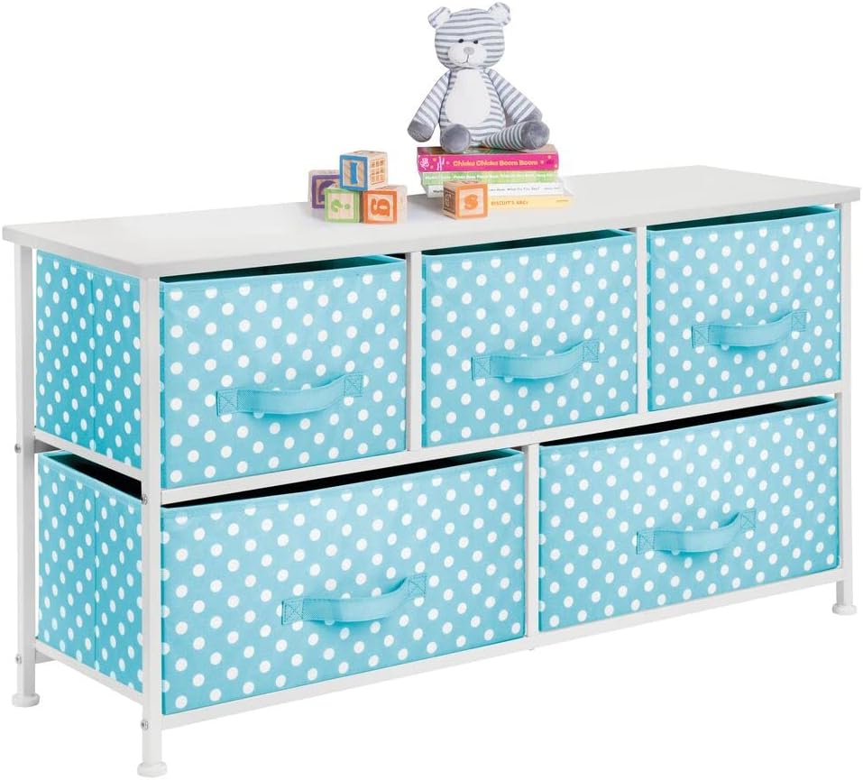 Gray White 5 Removable Fabric Drawers Storage Dresser C628815