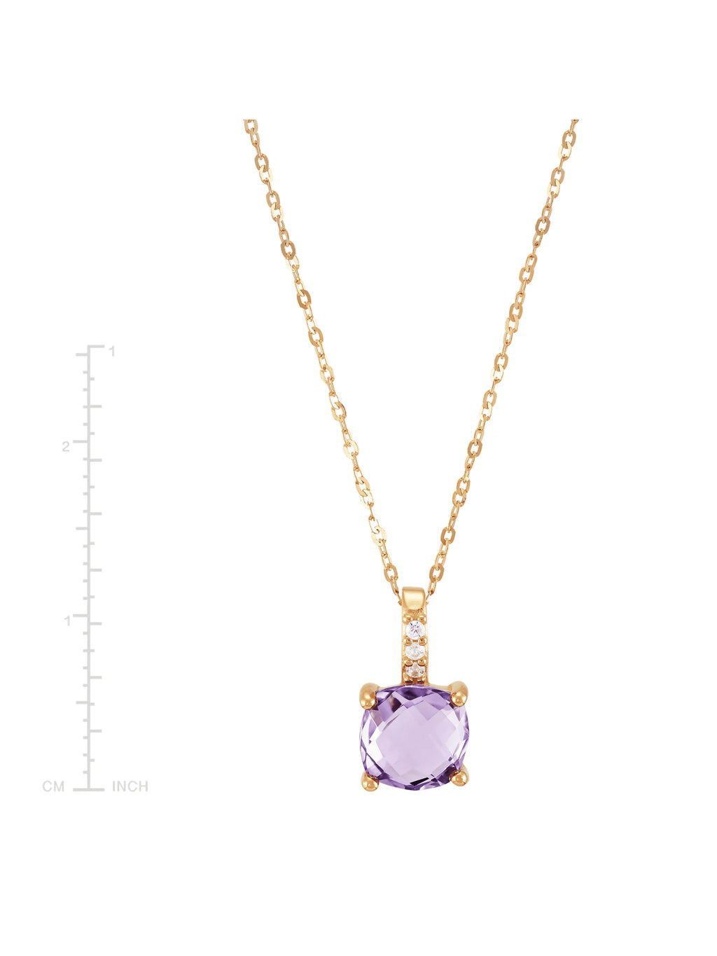 Amethyst and Cubic Zirconia Pendant Necklace in 14kt Yellow Gold, 18" A97315