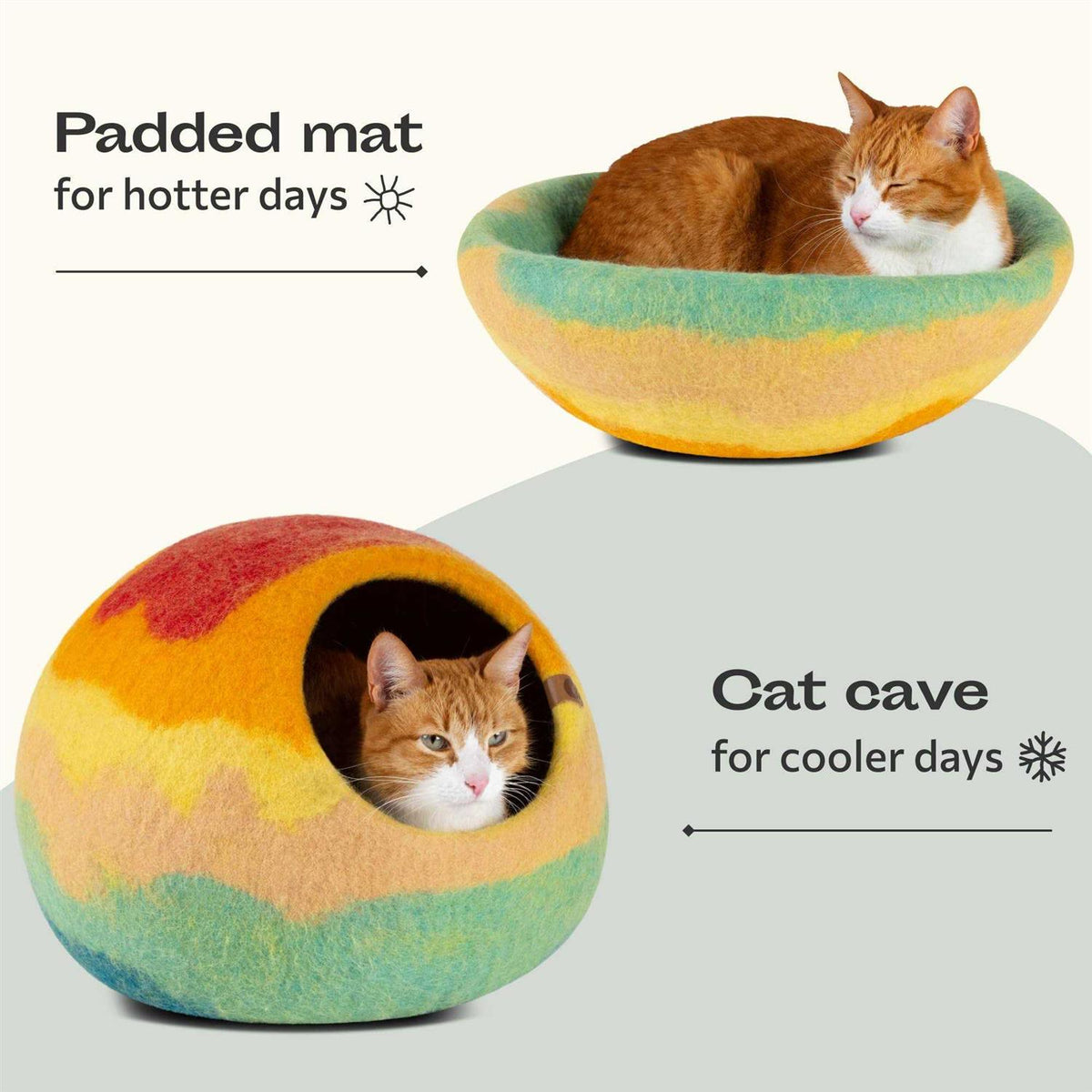 Felt Cat Bed Cave 100% Merino Wool X9559